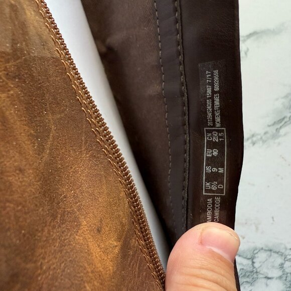 Clarks Women 9 Orinoco Art Boot Winter Shearling Lined Brown Leather Mid Calf - Picture 6 of 7